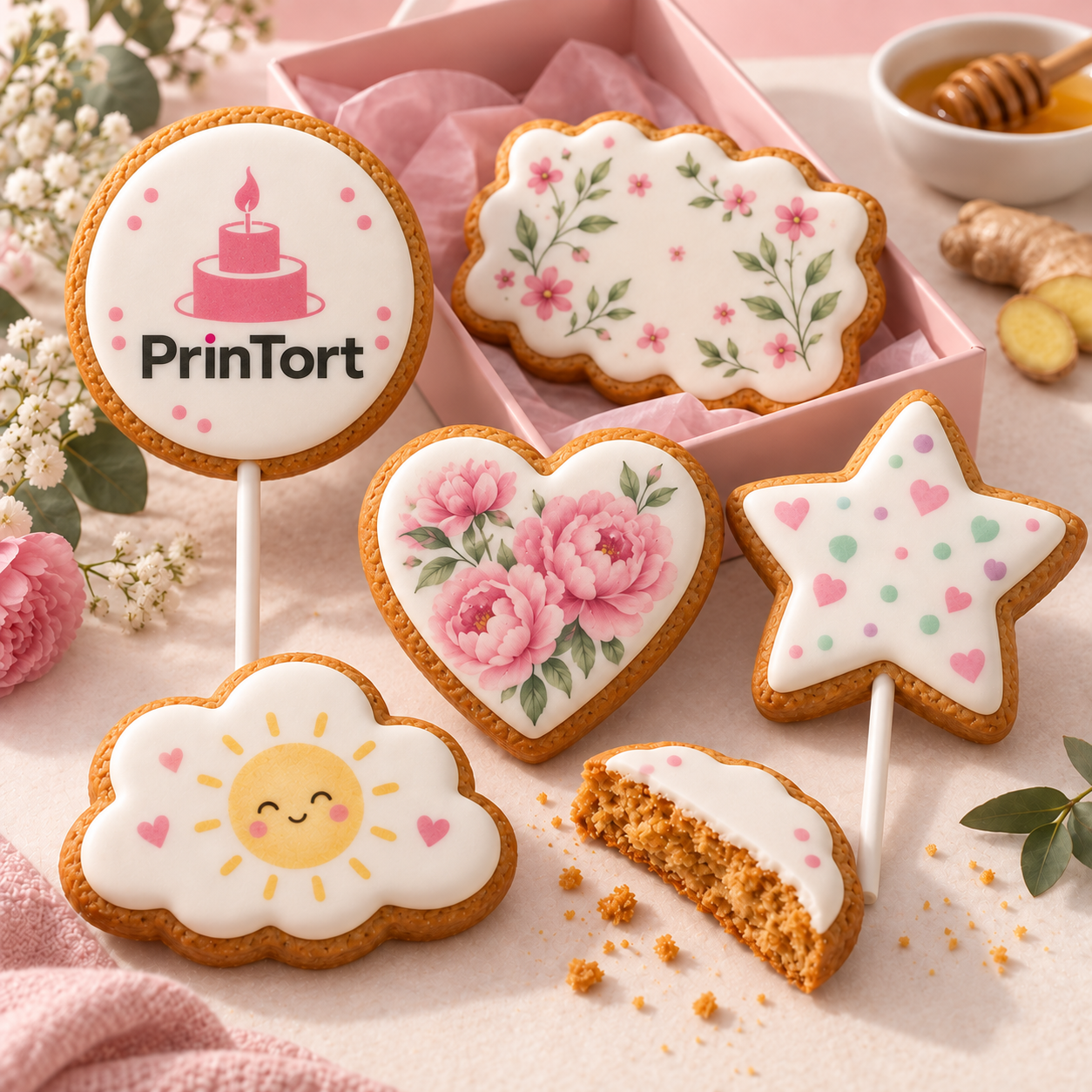 Главная PrinTort — пряники, логотип ровно по оси палочки Главная PrinTort — пряники, логотип ровно по оси палочки